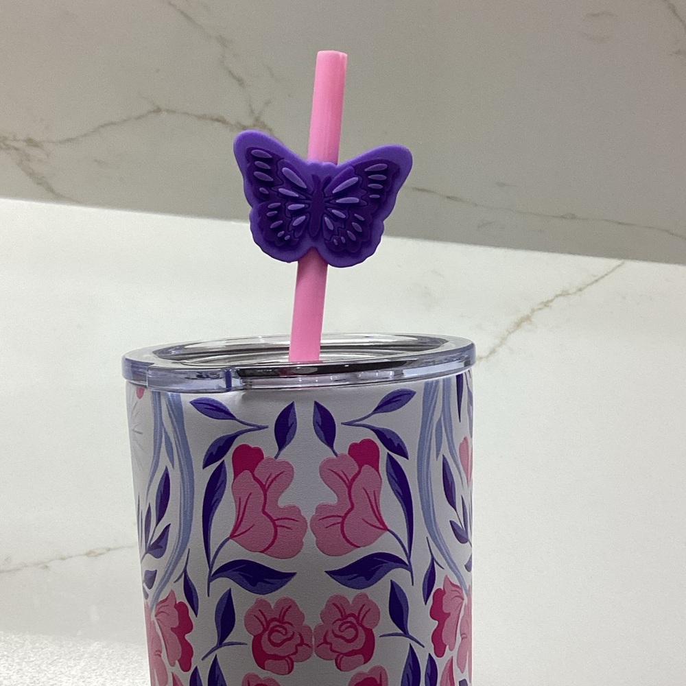 Wicked Shadows Floral Stainless Tumbler with Butterfly Straw - Picture 3 of 7